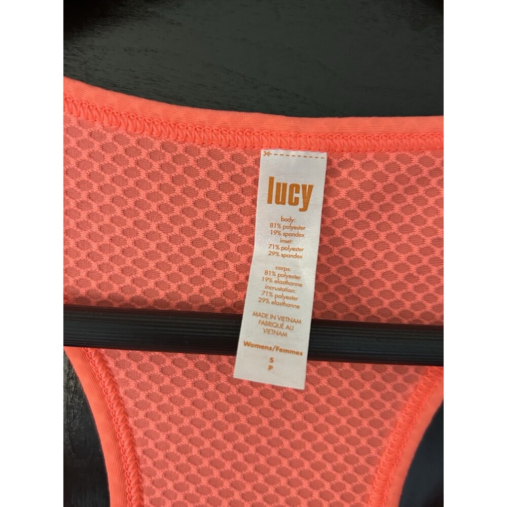 Lucy LucyPower Workout Racerback Tank Top Womens Bright Coral Pink Sz S - Picture 4 of 4